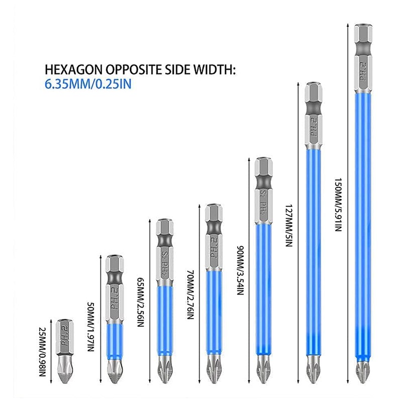14/7 Magnetic screwdriver bit Bits set PH2 Anti-slip Hex Shank Screw Cross Head gallery