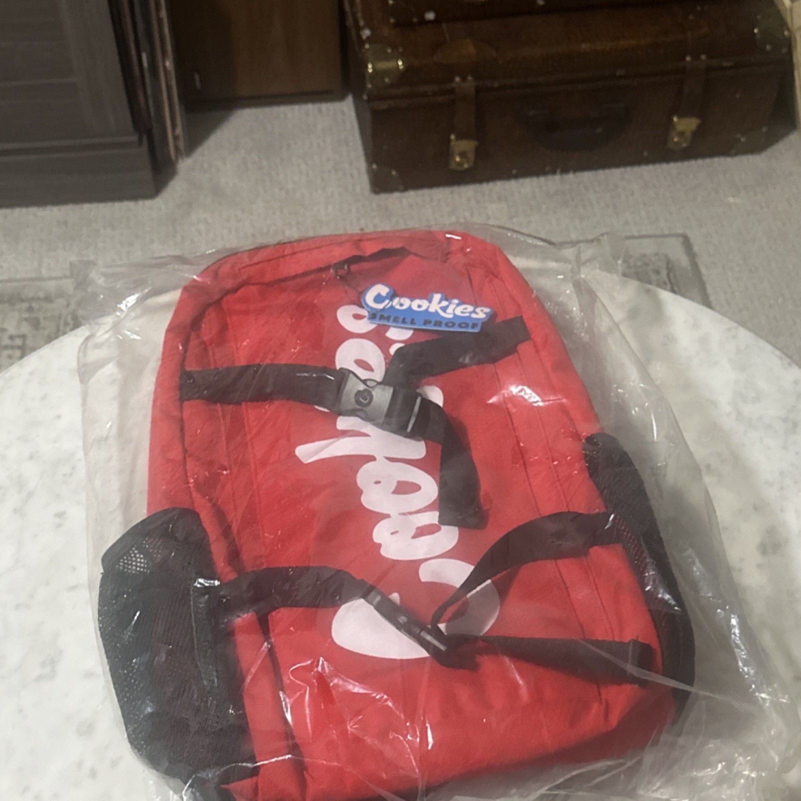 Cookies Smell Proof Red Hiking Backpack w/ External Pockets & Hidden Compartment