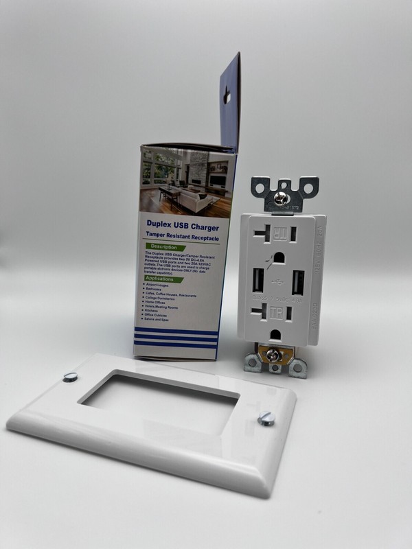 Dual USB Type-C/A Wall Outlet Charger Tamper Resistant 20A Electrical Receptacle gallery