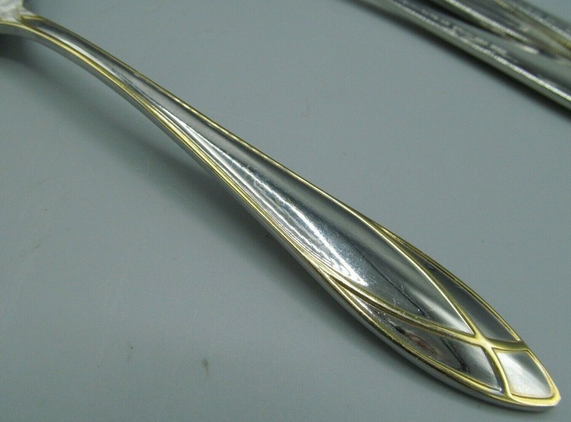 Yamazaki Patrick ALEXANDRA Gold Accent 4 Soup Spoons Stainless Golden 7-1/2" gallery