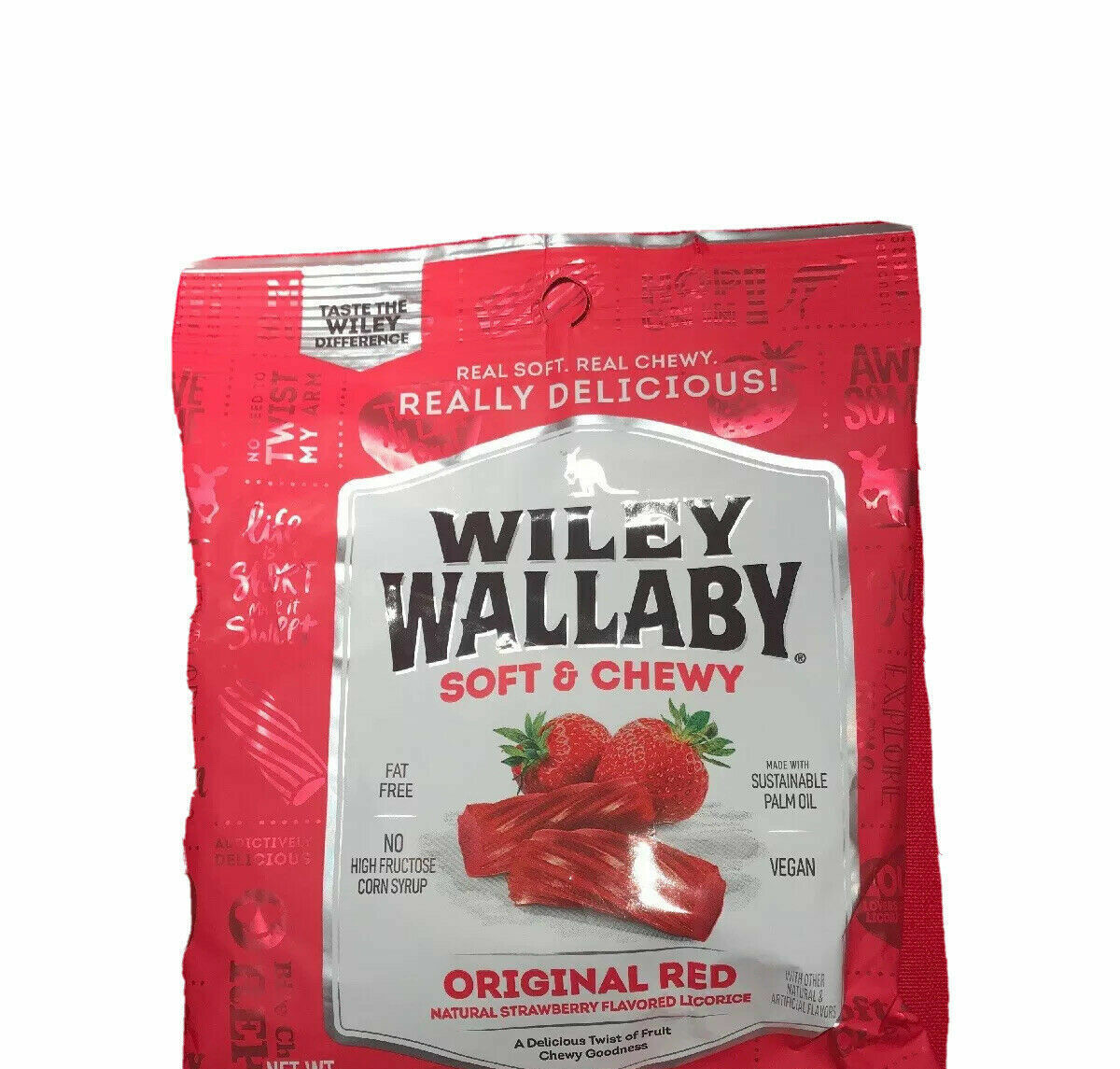 (1) Wiley Wallaby Original Red Strawberry Licorice 4oz Bag Fat Free Australian gallery