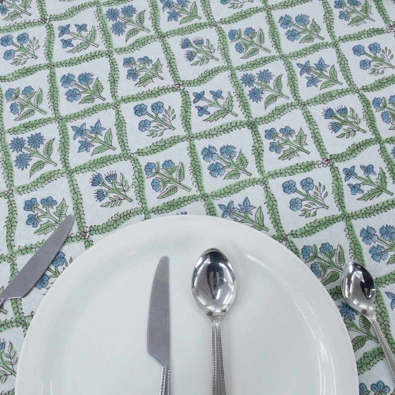 Hand Block Printed Tablecloth Wedding Table Cover Gift for Her, Christmas Gifts gallery
