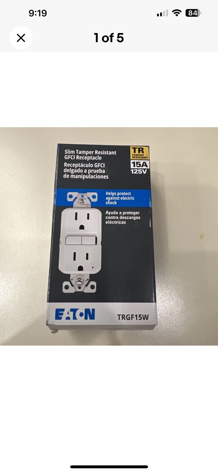 NEW TRGF15W TAMPER RESISTANT GFCI RECEPTACLE WHITE /15A /125V/AC/60HZ gallery