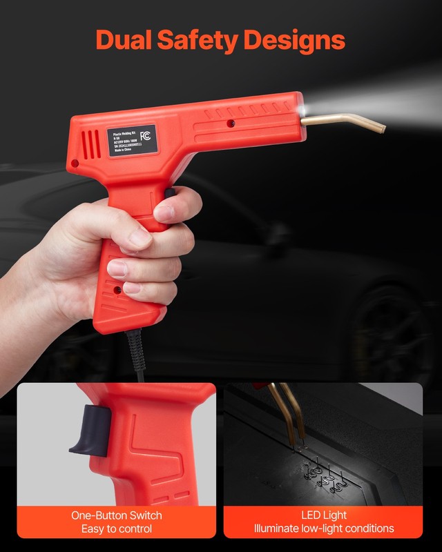 VEVOR Plastic Welder Kit 100W Plastic Welder Gun and Iron 1000 Staples&60 Rods gallery