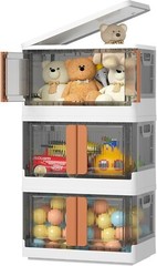 3 Pack – Collapsible Stackable Plastic Storage Bins – With Doors – 25 Gal.