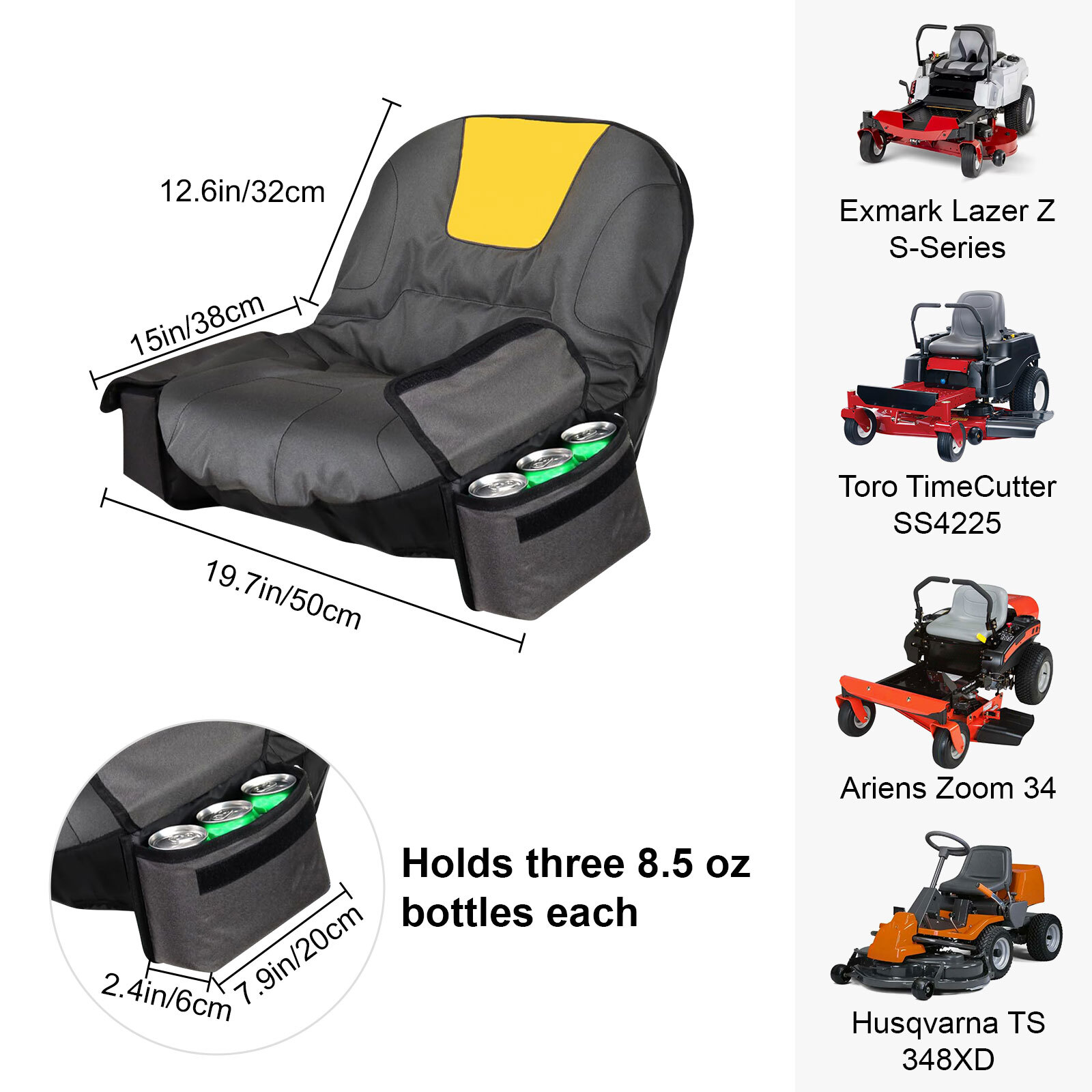 Tractor Seat Cover for Cub Cadet Riding Lawn Mower Chair Protector with Pockets gallery