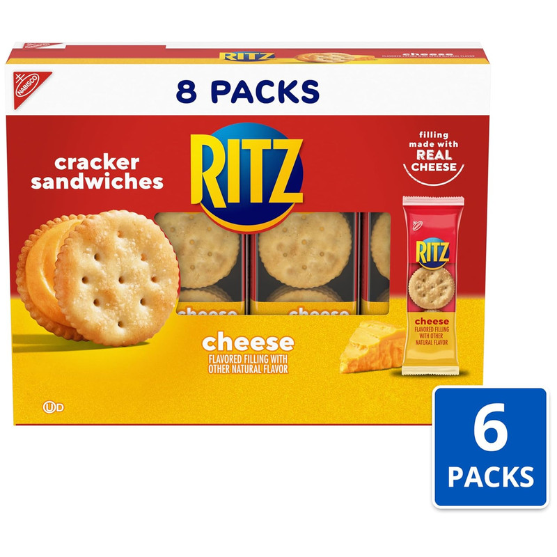Cheese Sandwich Crackers, Lunch Snacks, 48 Snack Packs (6 Boxes, 6 Crackers per gallery