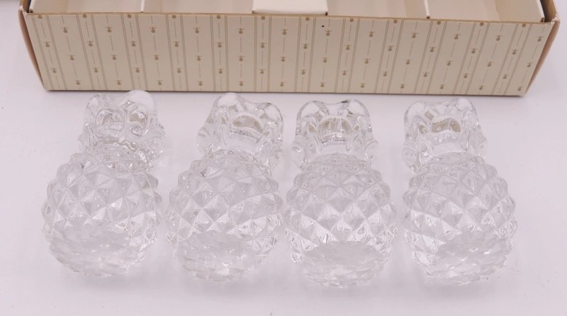 Set 4 Williams Sonoma Crystal Pineapple Tiny Taper Candle Holder Tropical Holida gallery