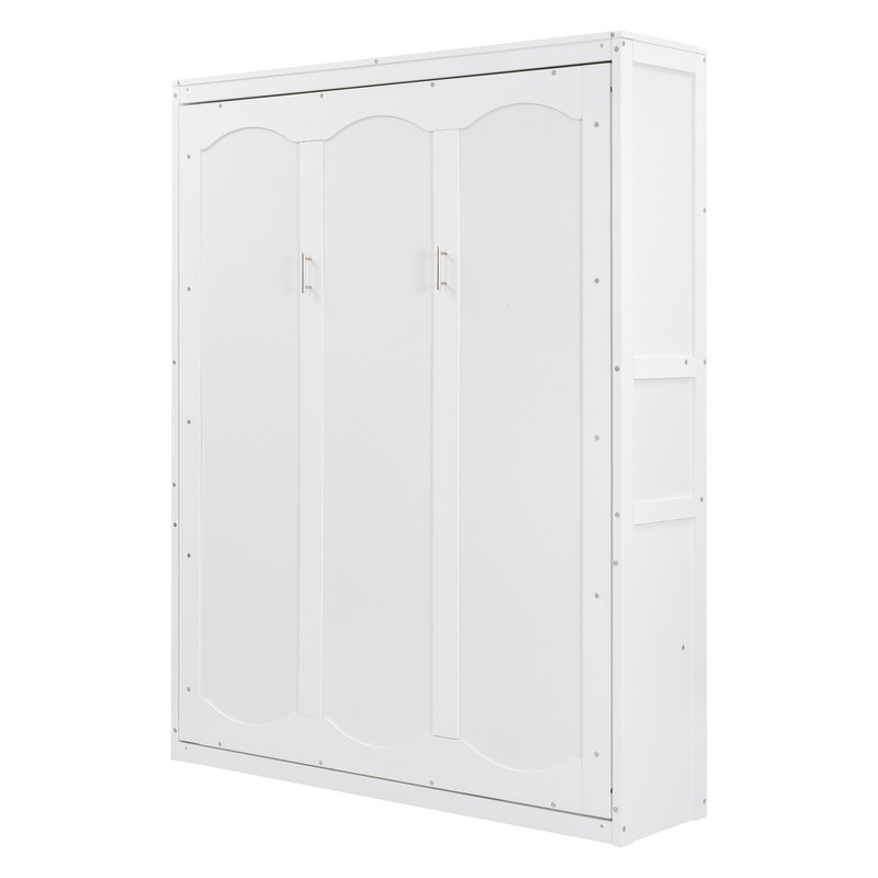 Queen Size Murphy Bed Wall Bed with Shelves,White gallery
