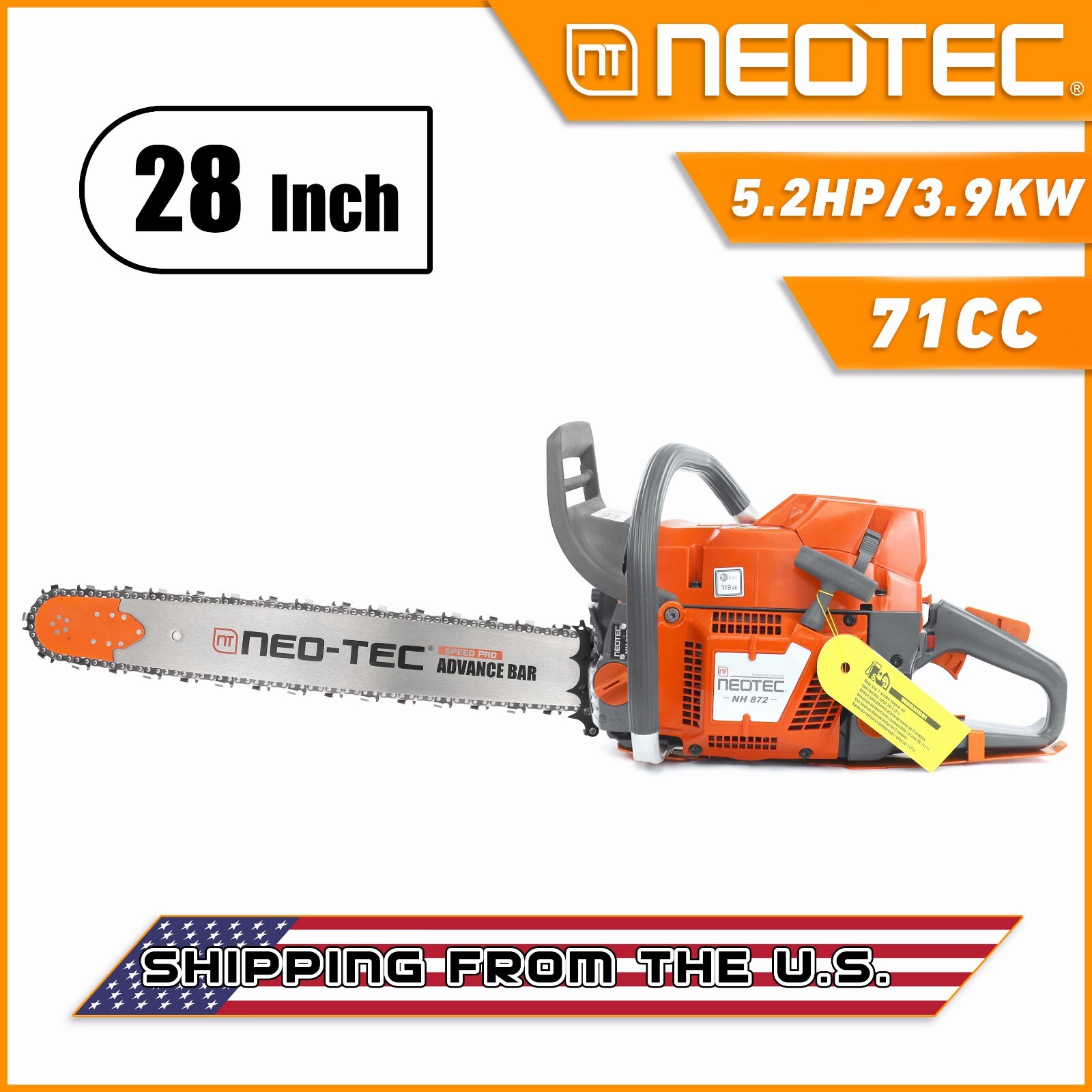 71cc Gas Pro Chainsaw with 28'' Guide Bar Chain Compatible with 372XP Cut Tree gallery
