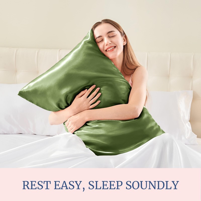 Silk Like Pillowcases 2 Pack, Envelope Closure, King Size 20x36, Green gallery