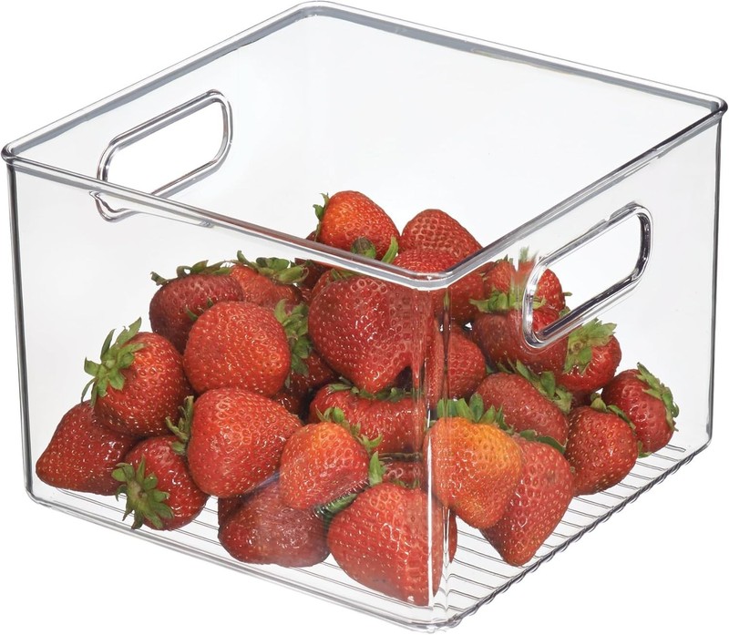Durable Clear Food Storage Bin with Handles - 8"L x 8"W x 6"H for Easy Access gallery