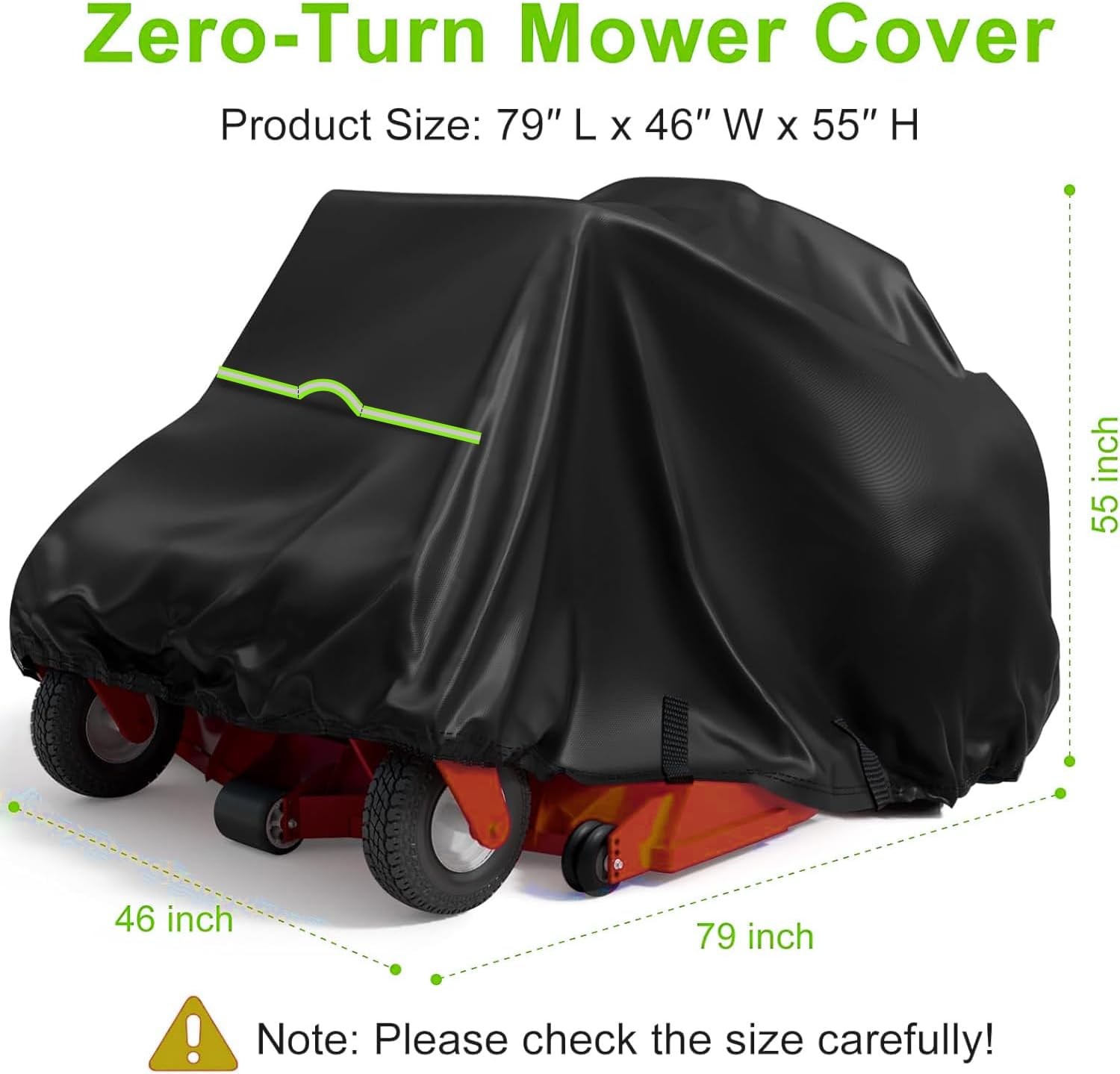 Outdoor Zero-Turn Mower Cover- Waterproof Heavy Duty 600D Oxford 79x46x55 inch gallery