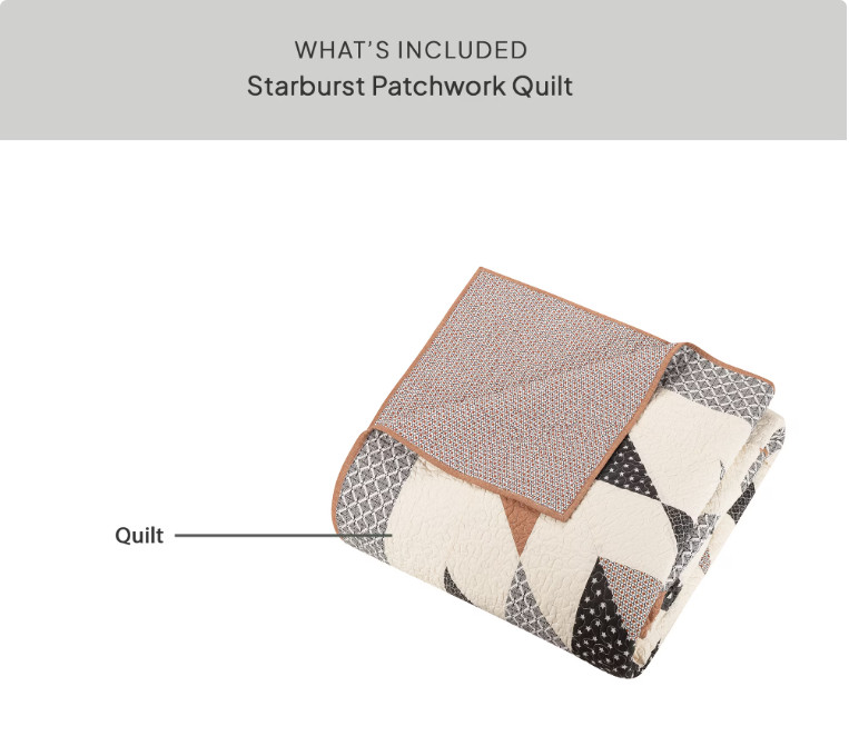 Starburst Patchwork Cotton Quilt Full Queen Bedspread Reversible Bedding Set gallery