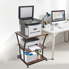 3-Tier Printer Stand with Adjustable Shelves & Wheels for Home/Office