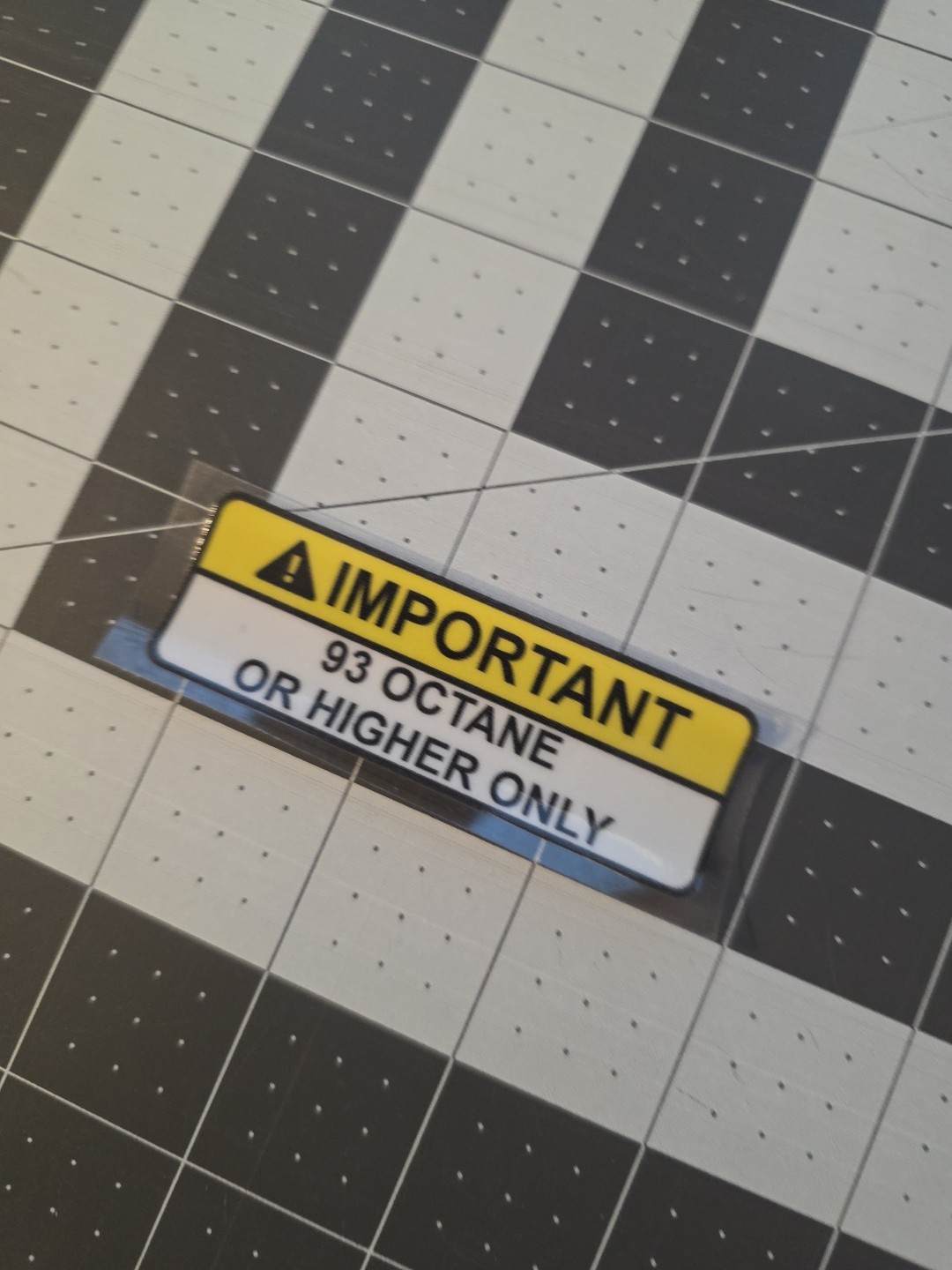 93 Octane or Higher Only Raised Glossy UV DTF Decal Waterproof Made In USA gallery