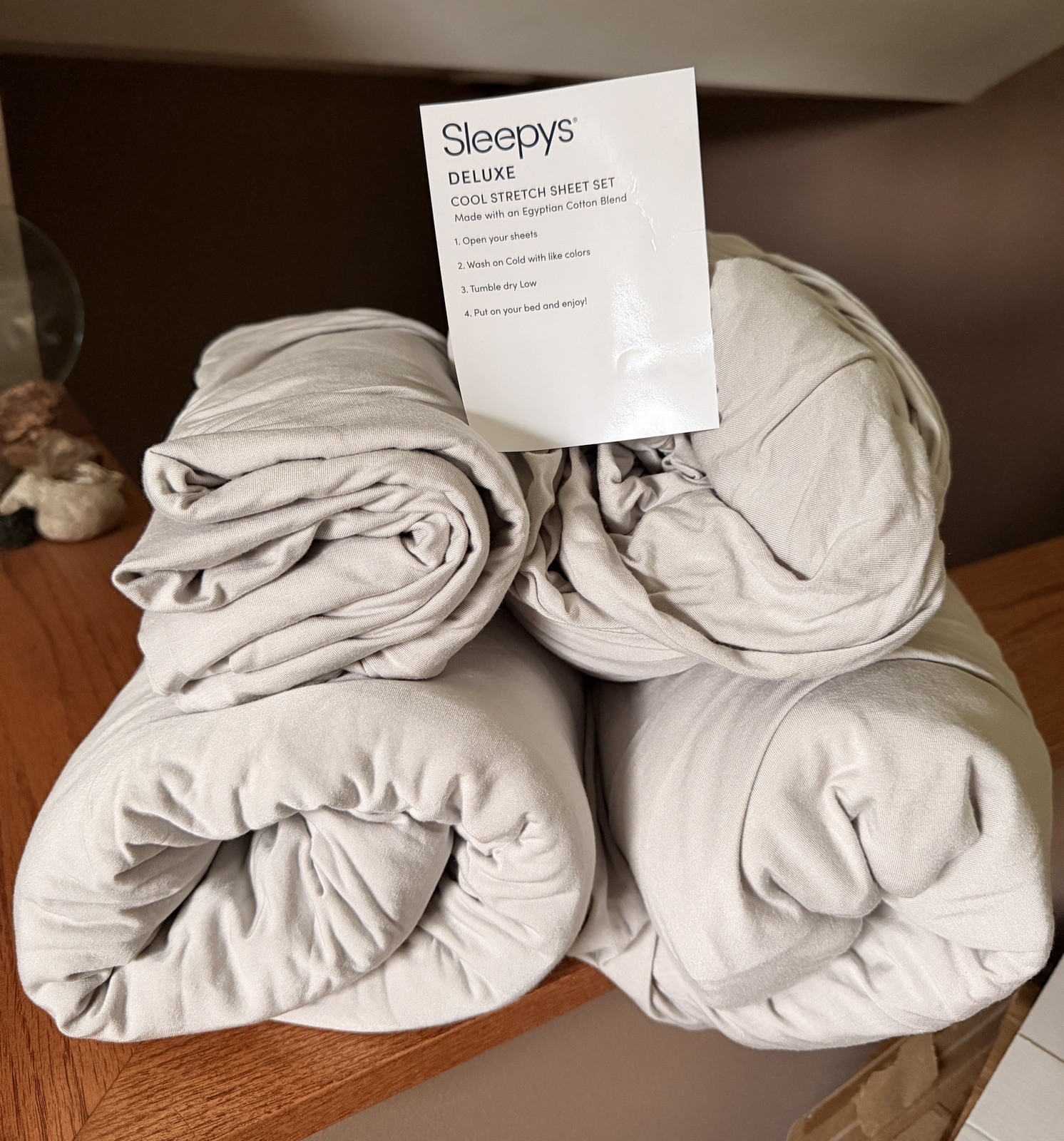 Sleepy’s Deluxe Split King Sheet Set Cool Stretch Egyptian Cotton Tencel EUC gallery