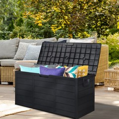 75 Gal UV Resistant Resin Deck Box Outdoor Storage Box for Patio Cushions Tools