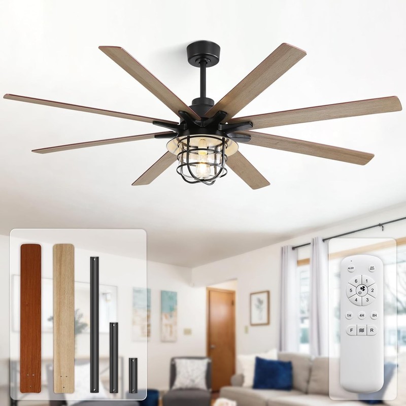 Sofucor 66 Inch Ceiling Fans Lights And Remote 6-Speed 3-Timer Farmhouse gallery