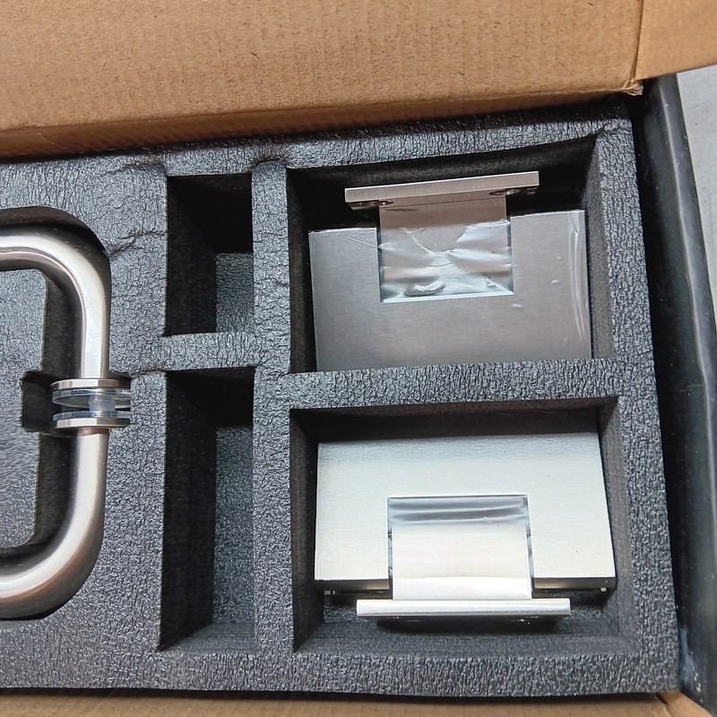 Shower Door Hardware Kit, Includes Shower Door Hinges and Handle, Glass Clamp gallery