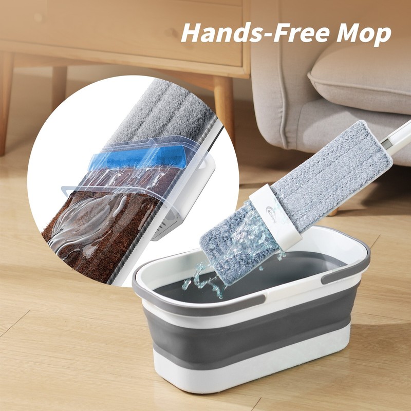 oshang Flat Mop and Foldable Bucket Set. Mops for Floor Cleaning gallery
