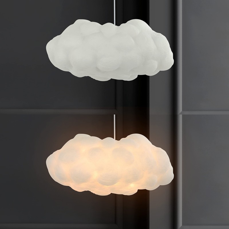 Jonathan Y 23 White 2-Light Silk Cloud Pendant Modern Contemporary Bohemian gallery