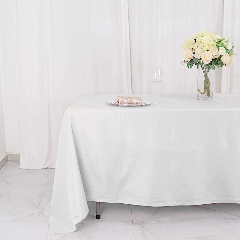 WHITE 72x120 RECTANGLE POLYESTER TABLECLOTH Wedding Party Catering Linens Dinner gallery