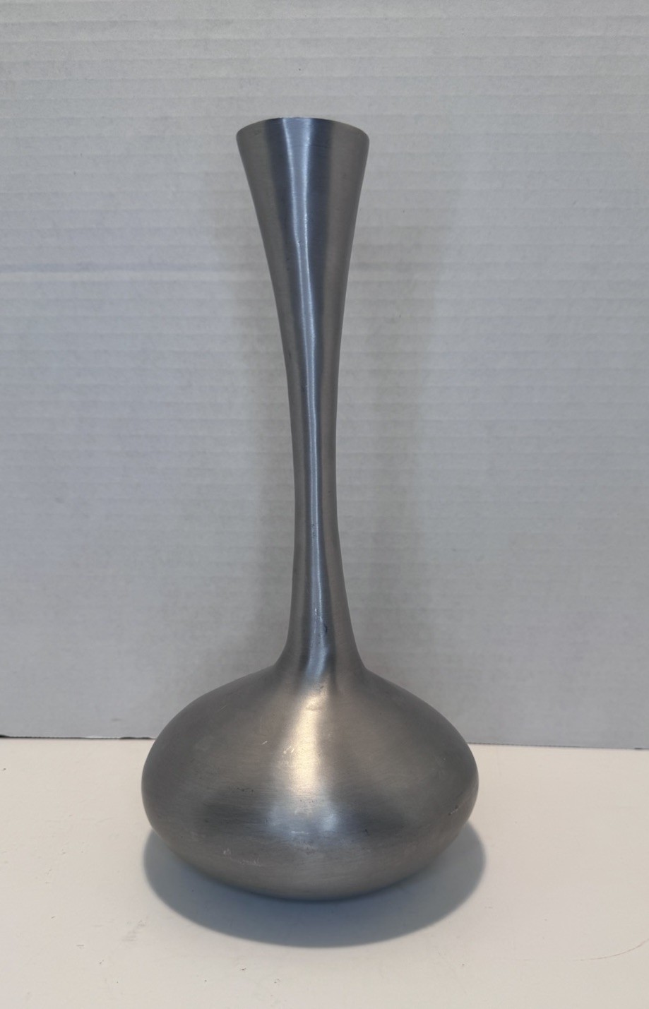 West Elm Brushed Metal Decorative Contemporary 11" Tall Vase Pre-Owned gallery