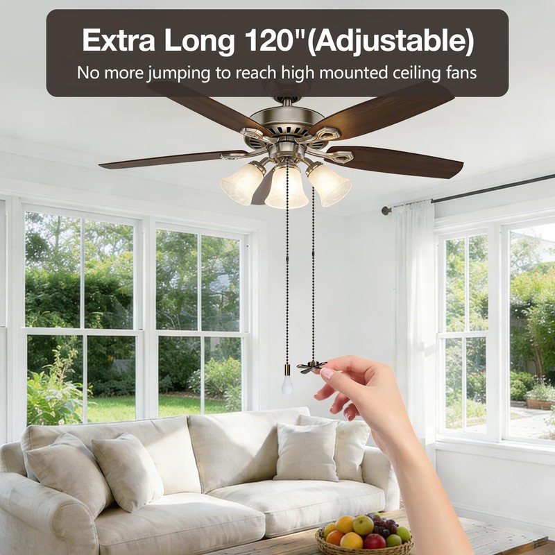 10ft Ceiling Fan Pull Chain Extension - Retro Antique Bronze Finish - 3mm Hol... gallery