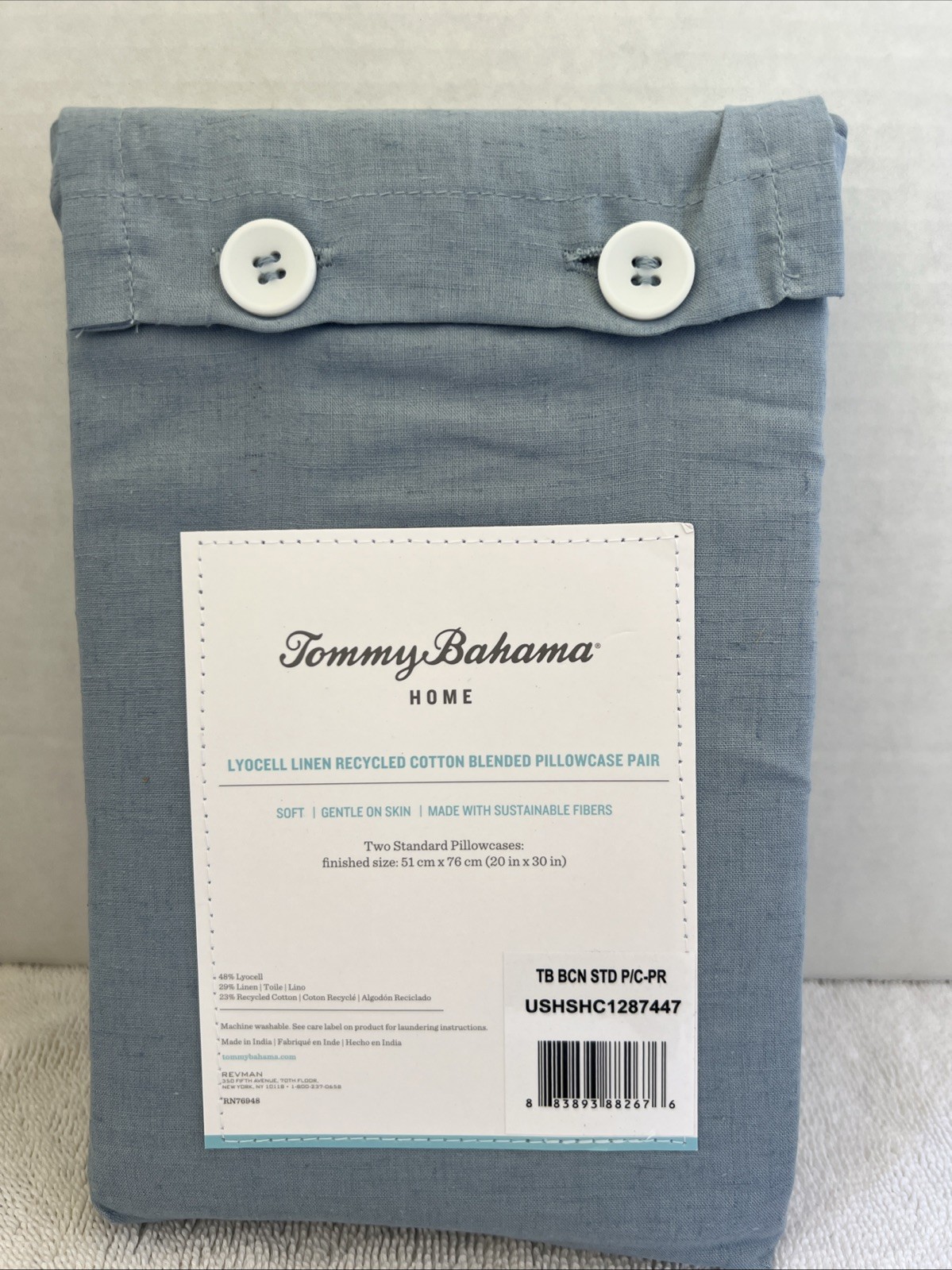 Tommy Bahama Home (2) Standard Size Lyocell Linen Cotton Blend Pillow Cases New! gallery