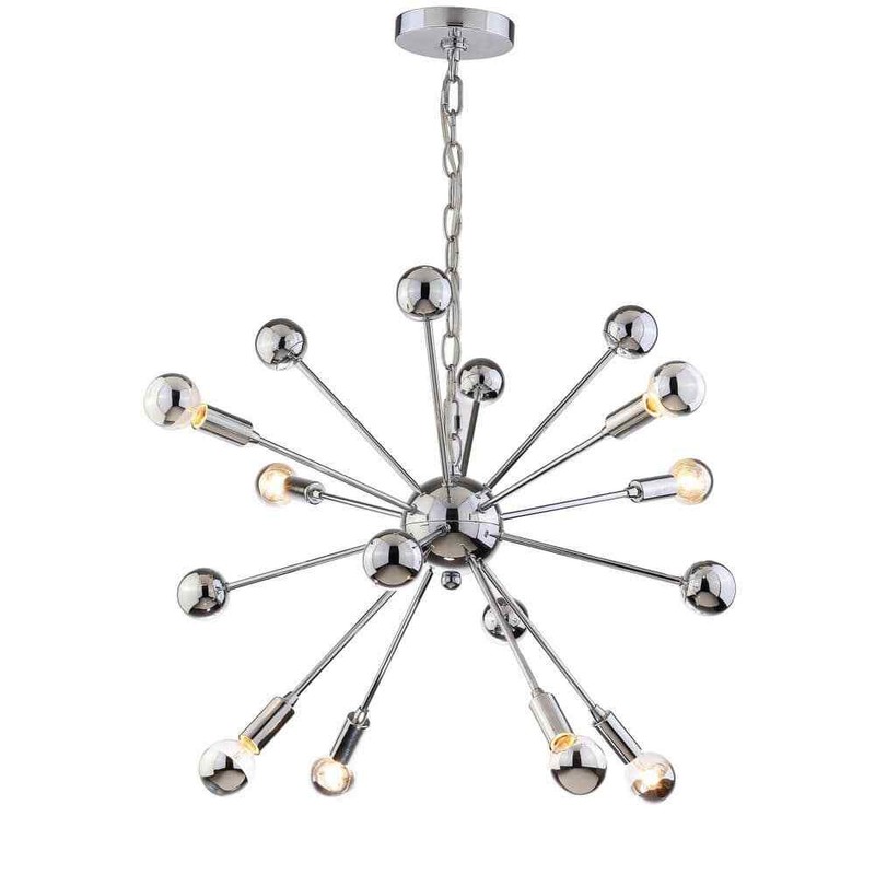 JONATHAN Y Glenn 22.5 in. 8-Light Chrome Metal Sputnik-Style Chandelier gallery