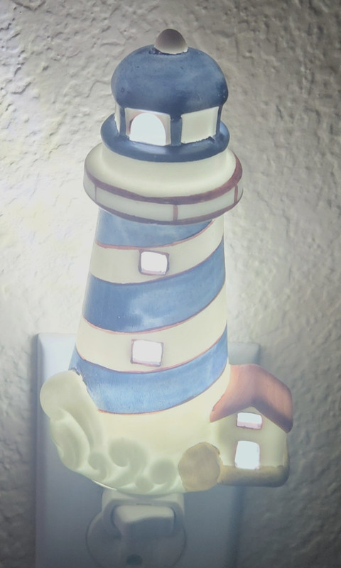 Ceramic 5" LIGHTHOUSE Wall Plug In Night Light 0n/Off Switch RARE VINTAGE DESIGN gallery
