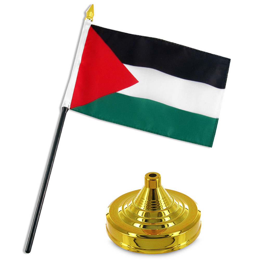Palestine Flag 4"x6" Desk Set Table Stick Gold Base gallery