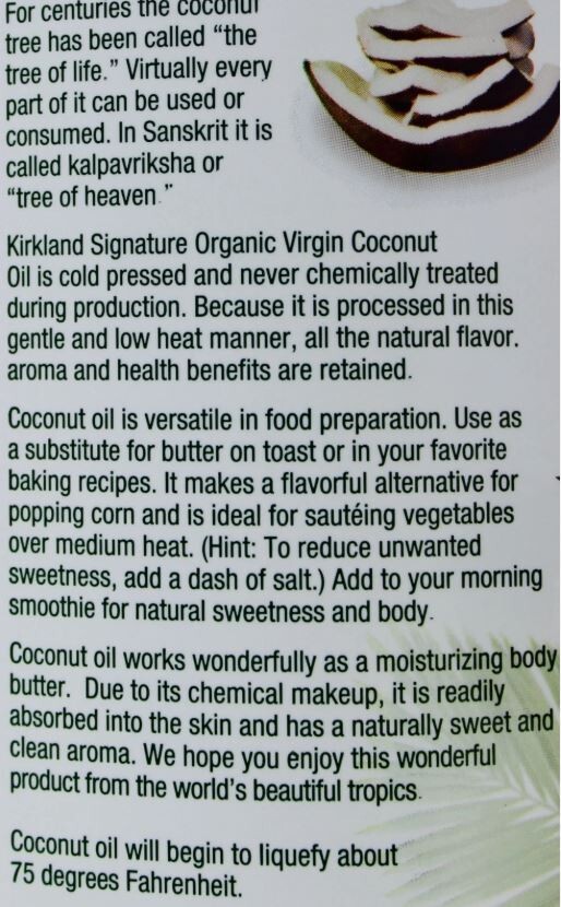 Kirkland 100% USDA Organic Coconut Oil - Virgin Cold Pressed Unrefined, 84 FL OZ gallery