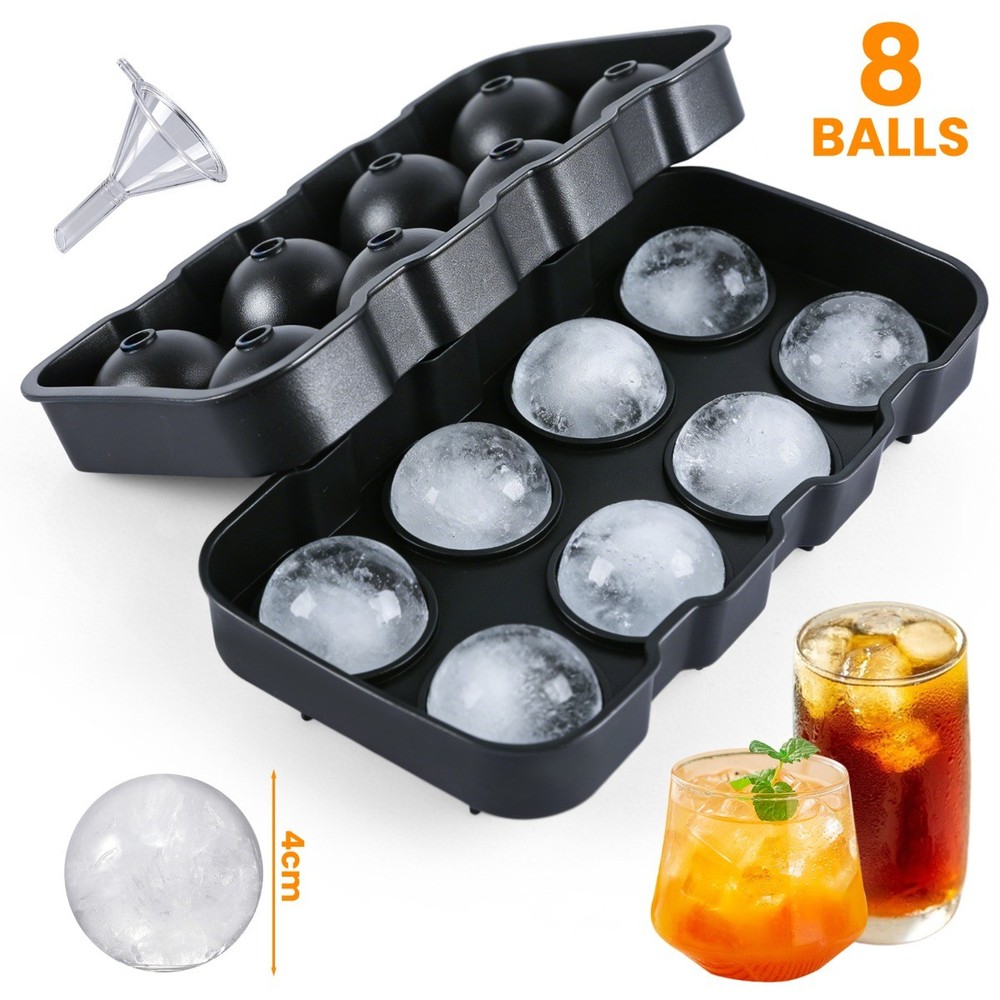 Round Ice Cube Ball Maker Tray Silicone Sphere Mold for Bar Whiskey Cocktails