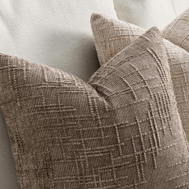 Textured Throw Pillow Covers Thick Chenille Decorative Pillows Taupe Grey 18X18 gallery