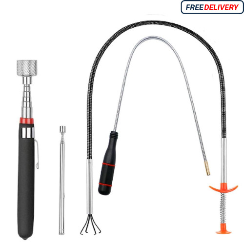 4 Pack Telescoping Magnetic Pickup Tools Flexible Grabber Claw & Magnet Set