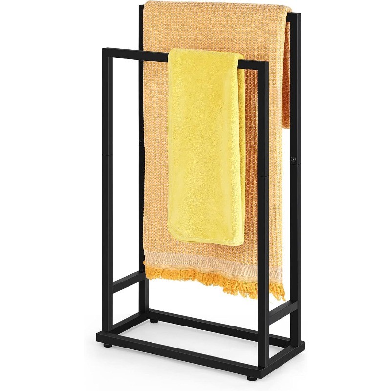 Freestanding 2 Tier Hand Towel Drying Rack Black Towel Blanket Rack for Bathroom gallery