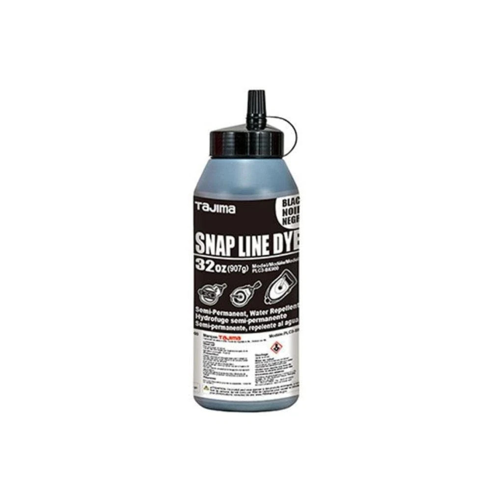 Tajima 32oz PLC3-BK900 Snap Line Dye, Semi-Permanent Marking Chalk Black NEW gallery