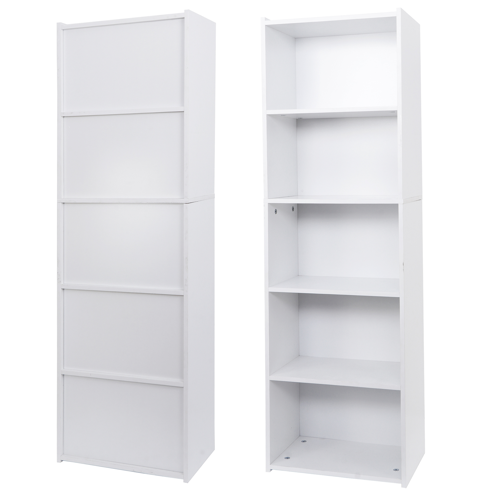 5-Tier Organizer MDF Bookshelf Open Shelf Bookcase Storage Shelf Home White gallery