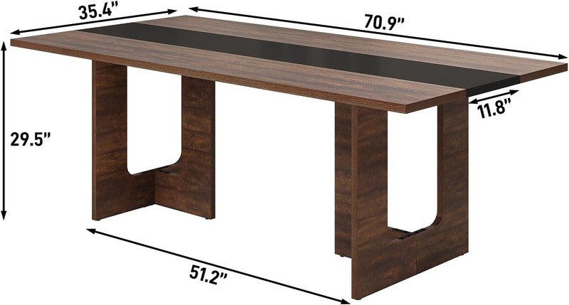 70 INCH Dining Table for 4 6 People Modern Wooden Dining Table W/Thickened gallery