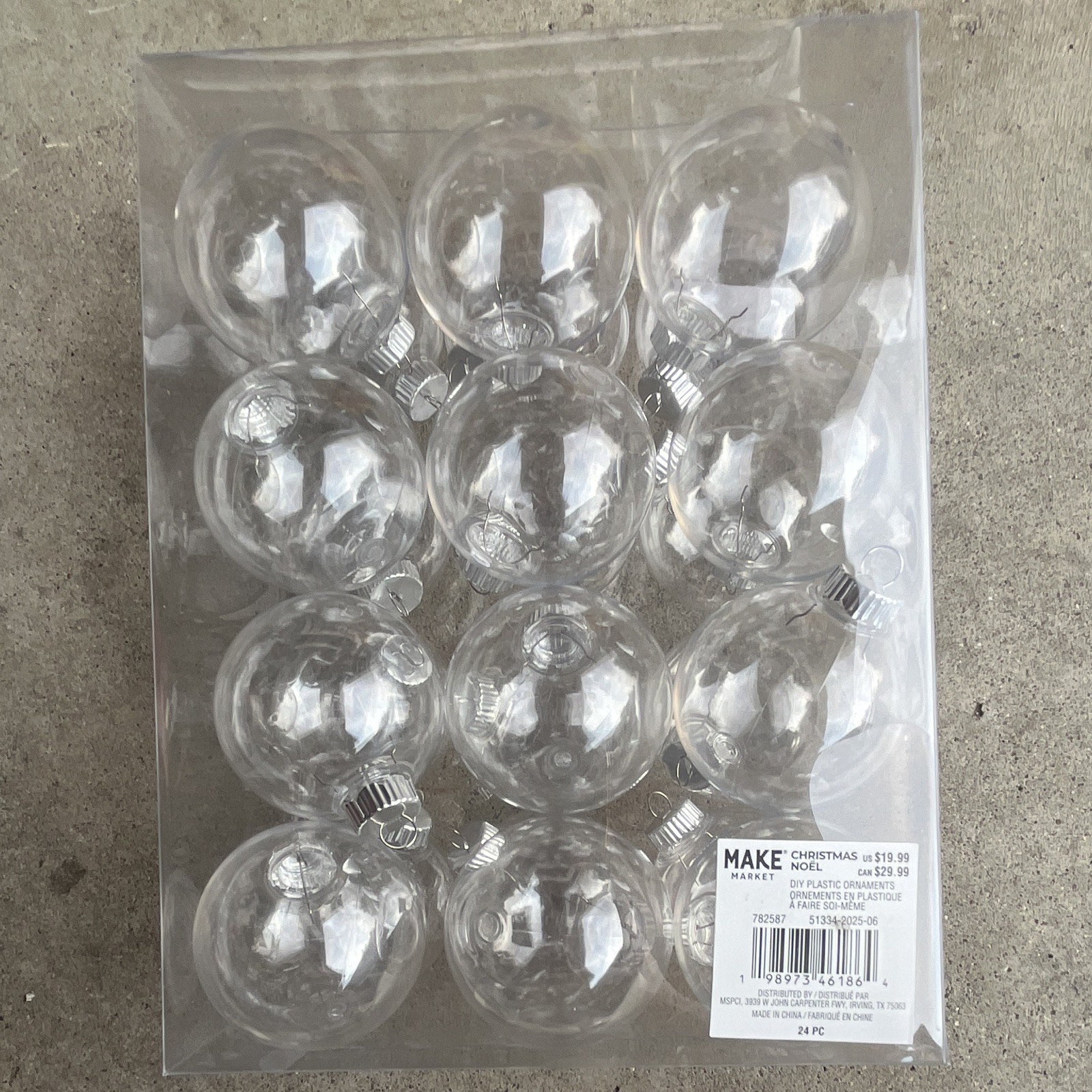 Make Market 24pc Clear Plastic Round Christmas Bauble Ornaments, Hanging gallery