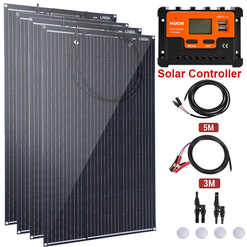 200W 400W Solar Panel Kit 12V Battery Charge RV Caravan Rooftop Off-Grid Home PV gallery