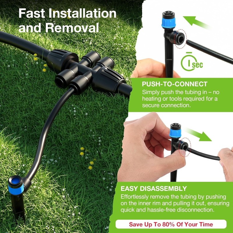 Upgraded Drip Irrigation Kit: Automatic Watering with 26ft Main Tube & 75ft Hose gallery
