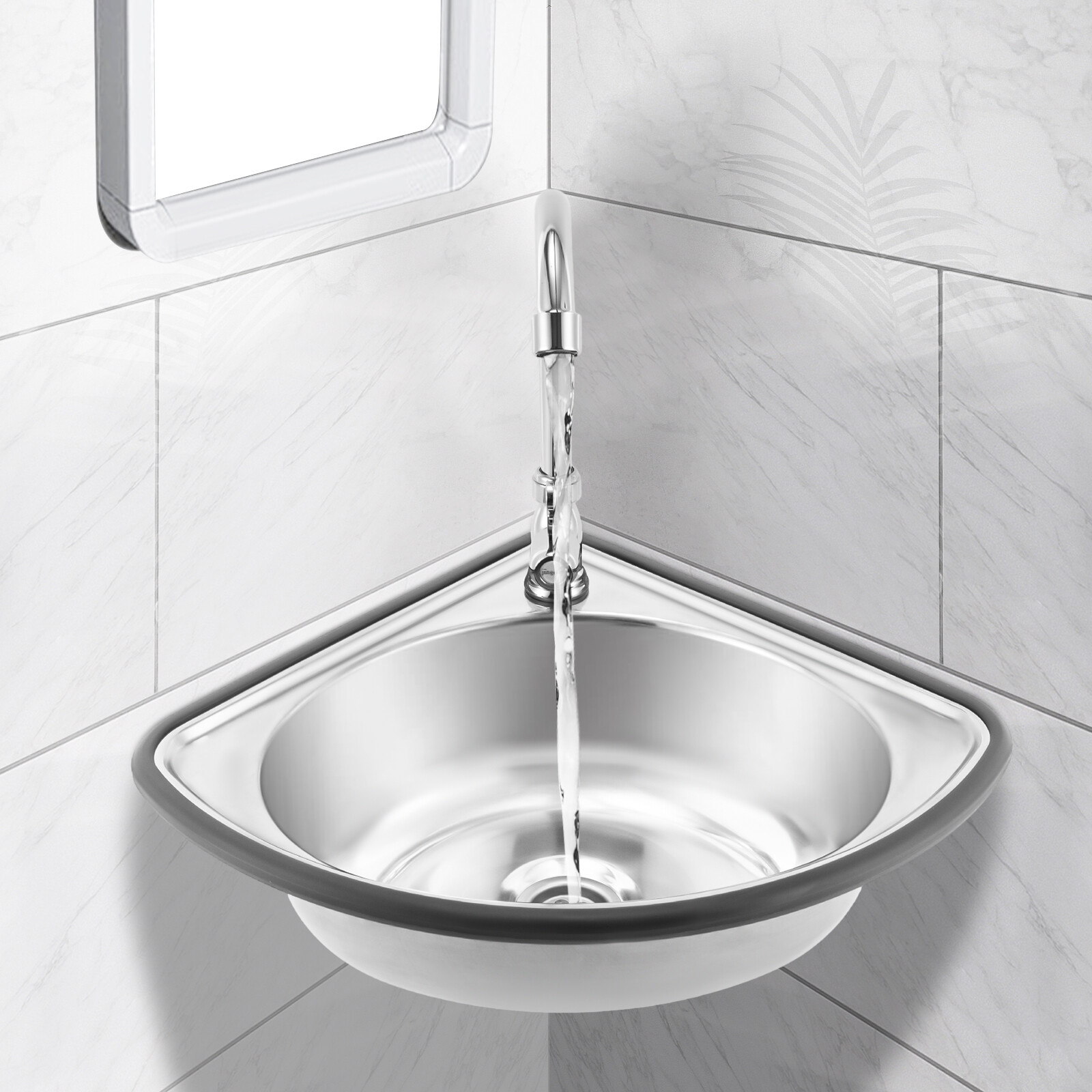 Corner Sink Thick Small Wall Mount Vessel Sink 304 Stainless Steel for Kitchen gallery
