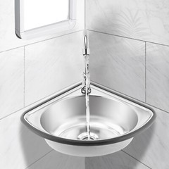 Corner Sink Thick Small Wall Mount Vessel Sink 304 Stainless Steel for Kitchen