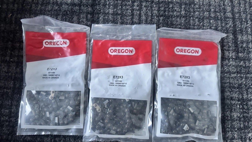 Oregon E72 PowerCut Chainsaw Chain for 20" Guide Bar Steel Grey (Lot of 3)