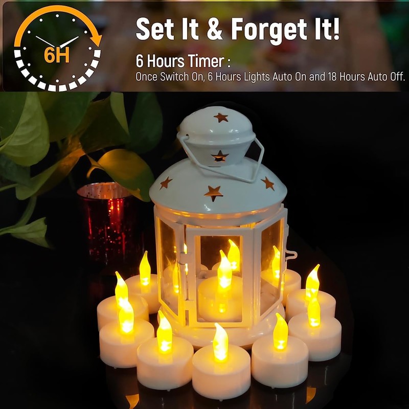 Tea Lights with Timer, 6 Hours on and 18 Hours Off in 24 Hours Cycle gallery
