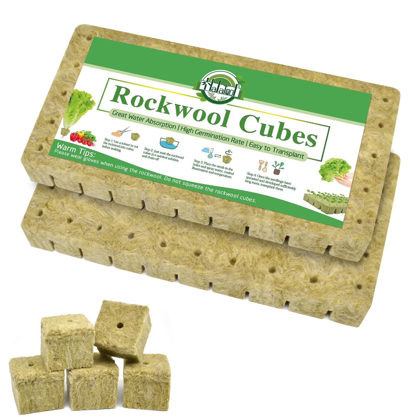 100PCS 1 Inch Rockwool Cubes - Rock Wool Seed Starter Plugs for Seedling Star... gallery