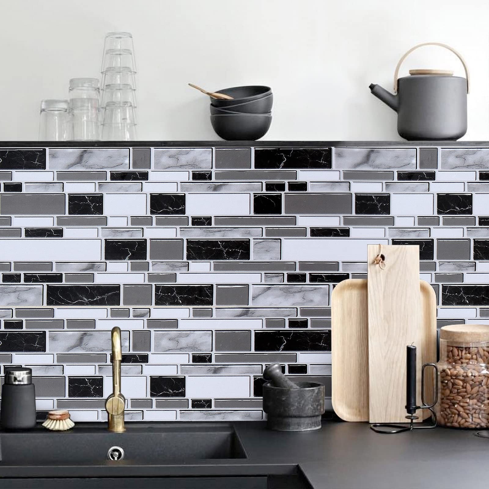 Peel and Stick Kitchen Wallpaper Backsplash Wall Paper for Kitchen 11.8inch x 78 gallery